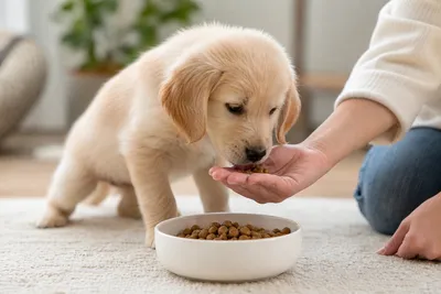 子犬がご飯を食べない…手であげると食べるのはなぜ？原因別の対策と器への移行方法