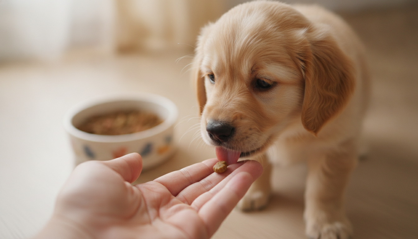 子犬が手からしか食べない理由は、複数の原因が重なっていることがほとんど